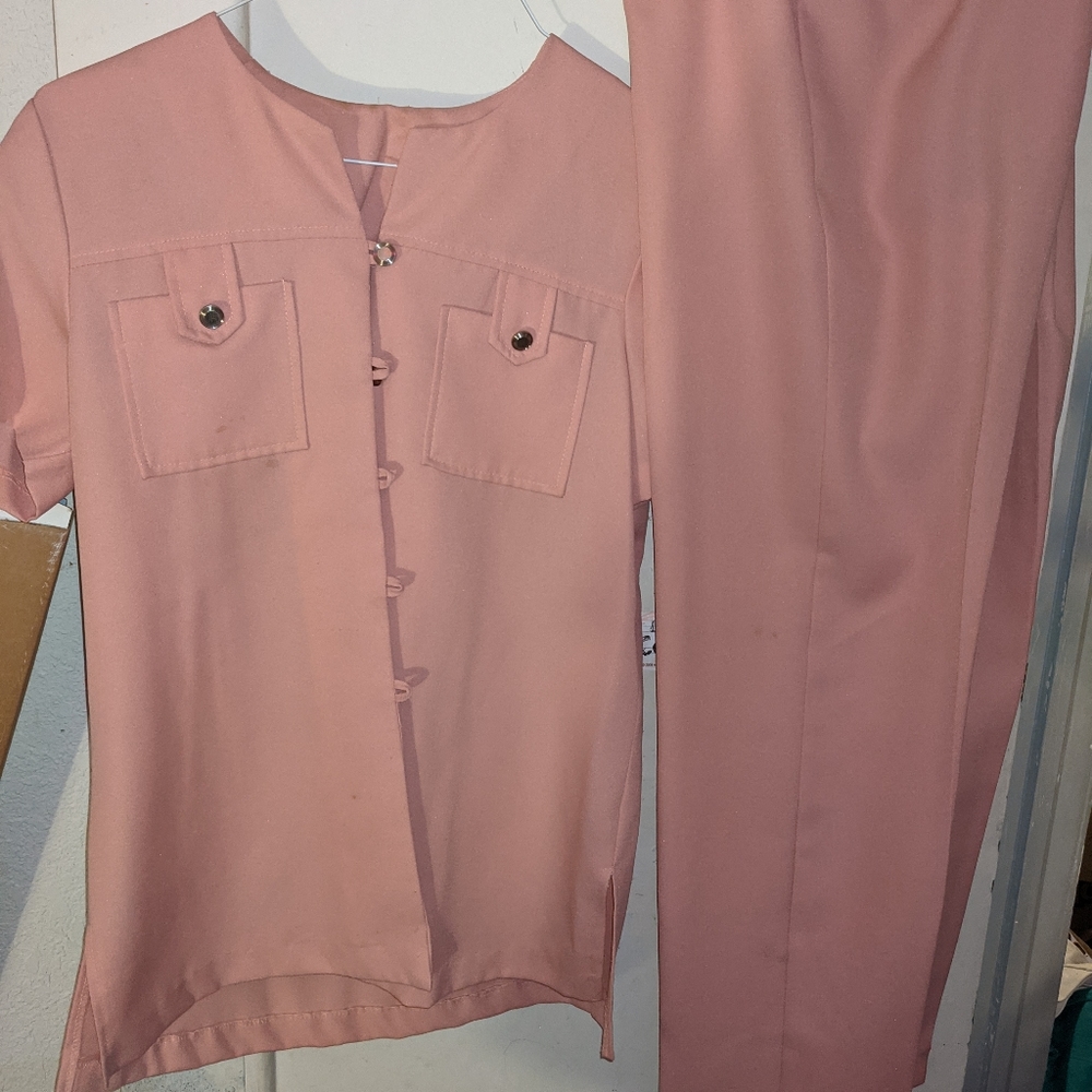 Women's vintage pink pants suit